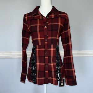 Buckle brand plaid long sleeve top